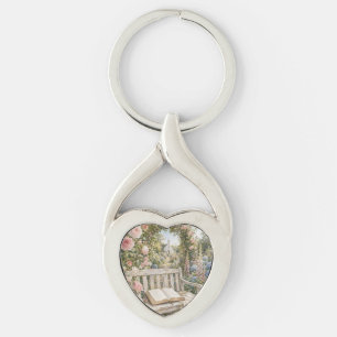 Porte-clés Banc de jardin de prière Chapelle Aquarelle
