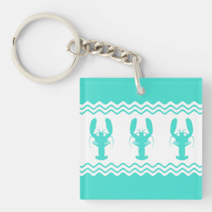 Porte-clés Bande de homard blanc turquoise du littoral