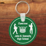 Porte-clés Bande de Marche du Lycée Vert Personnalisé<br><div class="desc">Ce cool customisé green high school marching band porte - clé présente la typographie blanche de votre nom de joueur sous les tambours. Un grand musicien étudiant porte - clé pour les parents.</div>