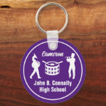 Porte-clés Bande de Marche du Lycée Violet Personnalisé<br><div class="desc">Ce cool customisé violet du porte - clé de la bande de marche du lycée présente la typographie blanche de votre nom de joueur sous les tambours. Un grand musicien étudiant porte - clé pour les parents.</div>
