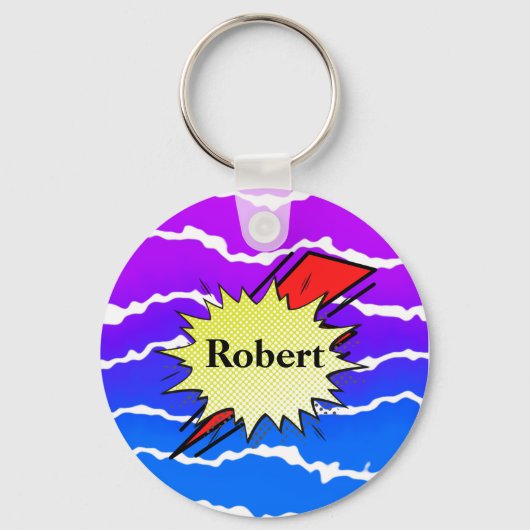 Porte-clés Bande dessinée couleur bulle rétro (Recto)