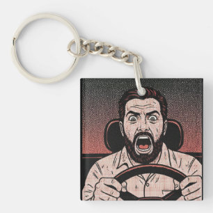 Porte-clés Bande dessinée de rage au volant – La fureur du co