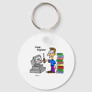 Porte-clés Bande dessinée d'ingénieur informaticien