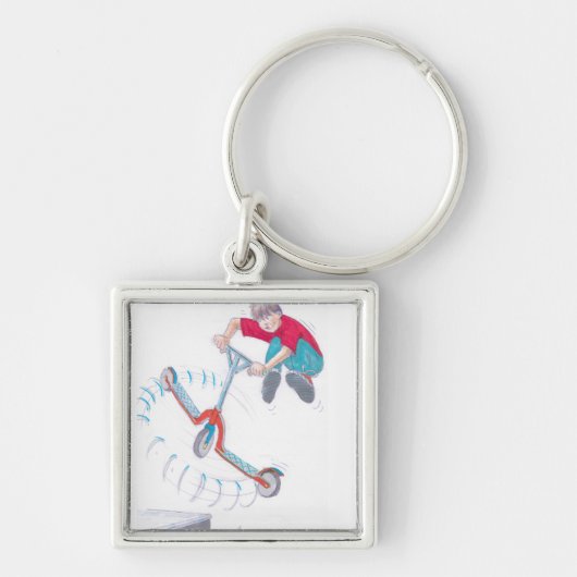 Porte-clés bande dessinée micro de tour de microscooter de (Devant)