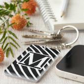 Porte-clés Bande diagonale noire SF Monogramme (Devant droit)