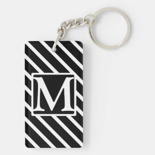Porte-clés Bande diagonale noire SF Monogramme