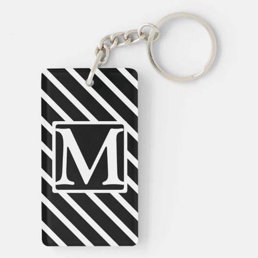 Porte-clés Bande diagonale noire SF Monogramme (Dos)