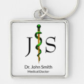Porte-clés Bande d'or verte de l'Asclepius Médicale (Devant)