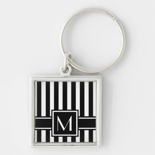 Porte-clés Bande moderne noire avec Monogramme (Devant)