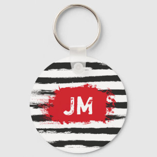 Porte-clés BANDE NOIRE cool BRASSER + Monogramme personnalisé