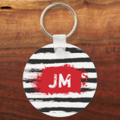 Porte-clés BANDE NOIRE cool BRASSER + Monogramme personnalisé (Recto)