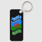 Porte-clés Bandera gitana. Llavero negro personalizado. (Verso)