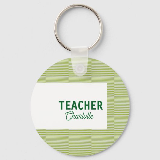 Porte-clés Bandes blanches vert citron professeur nom c (Recto)