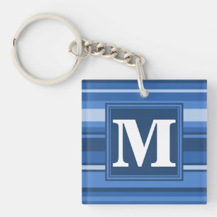 Porte-clés Bandes bleu monogramme