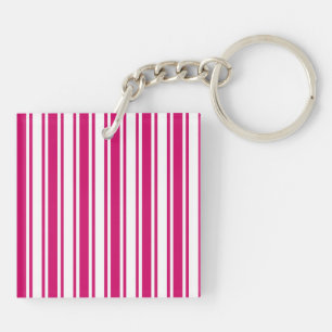 Porte-clés Bandes de bonbons cerises et blanches