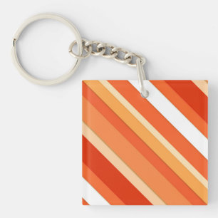 Porte-clés Bandes de bonbons en couches - orange et blanc