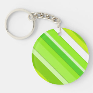 Porte-clés Bandes de bonbons en couches - vert citron et blan
