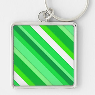 Porte-clés Bandes de bonbons en couches - vert émeraude et bl