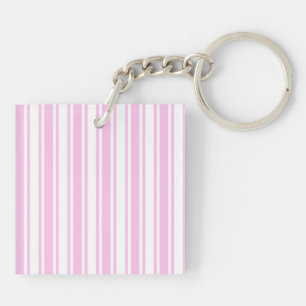 Porte-clés Bandes de bonbons rose clair et blanc