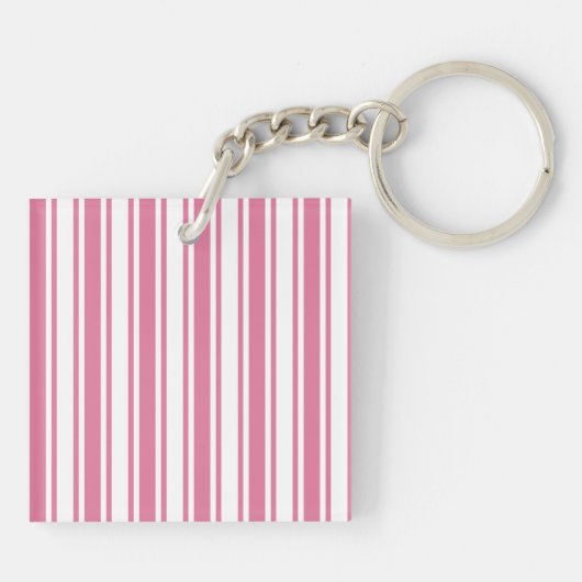 Porte-clés Bandes de bonbons roses et blanches (Dos)