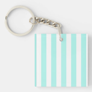 Porte-clés Bandes de bonbons turquoise et blanche