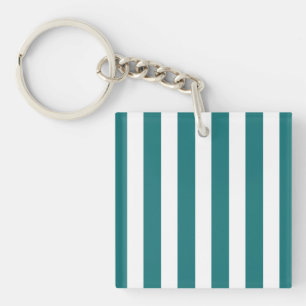 Porte-clés Bandes de bonbons turquoises et blanches