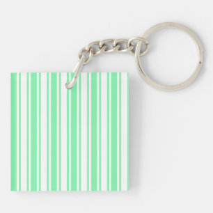 Porte-clés Bandes de bonbons vert et blanc pastel