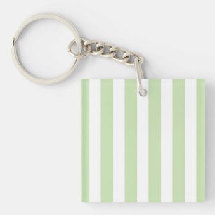 Porte-clés Bandes de bonbons vert pâle et blanc