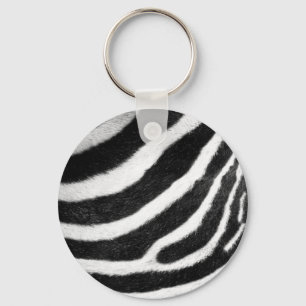 Porte-clés bandes de fausse fourrure noir et blanc Zebra Impr