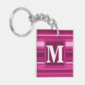Porte-clés Bandes de monogramme fuchsia (Devant gauche)