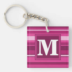 Porte-clés Bandes de monogramme fuchsia