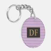 Porte-clés Bandes de violet initiales personnalisées (Devant gauche)