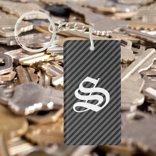 Porte-clés Bandes diagonales minces en noir et gris