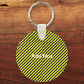 Porte-clés Bandes diagonales minces en noir et jaune (Recto)