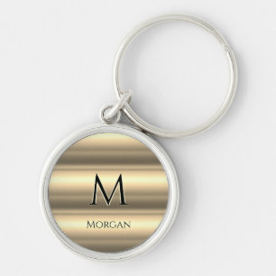 Porte-clés Bandes d'or, Nom noir et Monogramme