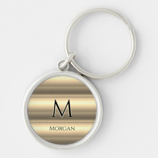 Porte-clés Bandes d'or, Nom noir et Monogramme (Devant)