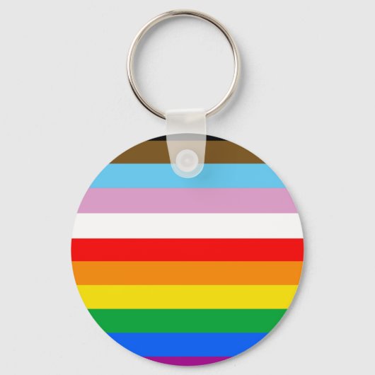 Porte-clés Bandes du drapeau de progrès LGBTQ+ (Recto)