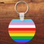Porte-clés Bandes du drapeau de progrès LGBTQ+ (Recto)