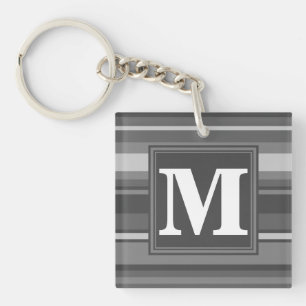 Porte-clés Bandes gris monogramme