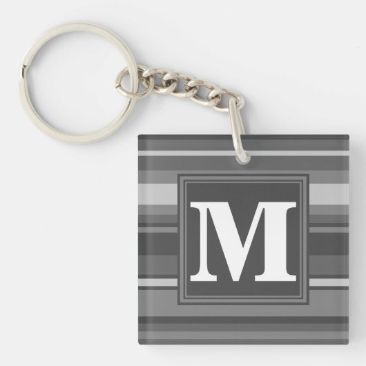 Porte-clés Bandes gris monogramme (Devant)