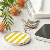 Porte-clés Bandes Jaunes, Blancs, Motif rayé (Côté)