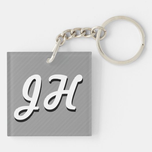 Porte-clés Bandes minces en noir et blanc | Initiales retro-s (Dos)