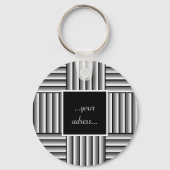 Porte-clés Bandes modernes en noir, blanc et gris - Monogramm (Verso)