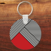 Porte-clés Bandes noires et blanches avec triangle rouge (Recto)