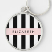 Porte-clés Bandes noires et blanches, Gravées, Lignes, Votre  (Devant)