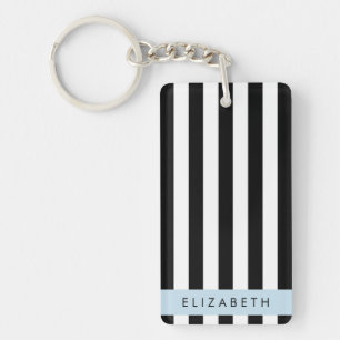 Porte-clés Bandes noires et blanches, Gravées, Lignes, Votre