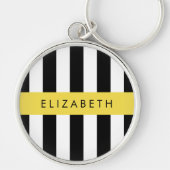 Porte-clés Bandes noires et blanches, Gravées, Lignes, Votre  (Devant)