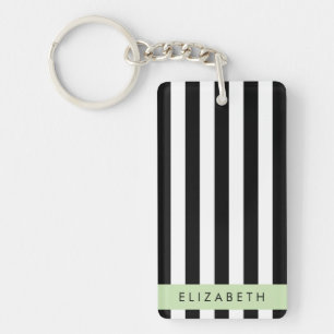 Porte-clés Bandes noires et blanches, Gravées, Lignes, Votre