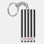 Porte-clés Bandes noires et blanches, Gravées, Lignes, Votre  (Devant gauche)