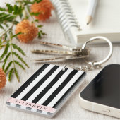 Porte-clés Bandes noires et blanches, Gravées, Lignes, Votre  (Devant droit)